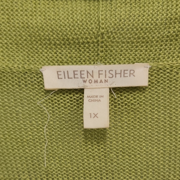Eileen Fisher Chartruese Green Knit Linen Sweater - Picture 2 of 15